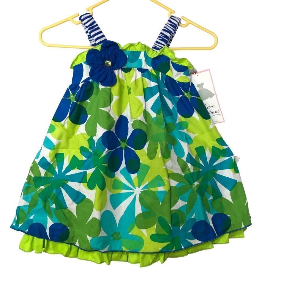 RARE EDITIONS SHOULDER STRAP RUFFLE HEM GIRLS DRESS size 2T/2 NWT